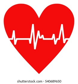 Cardiogram in a heart isolated on white background 
