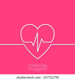 Cardiogram With Heart. Logo Cardiology Medical Center. 