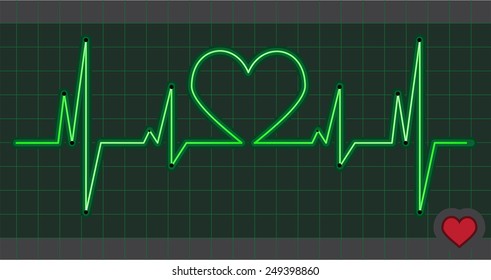 Cardiogram heart love. Illustration in vector format
