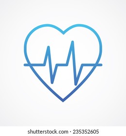 Cardiogram Heart pulse icon for web, site, mobile, application. Vector illustration. Simple flat metro style