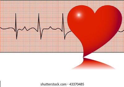 Cardiogram, heart pulse, vector illustration