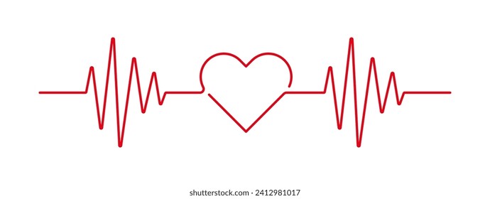 Cardiogram heart rhythm icon. Line heart pulse sign. Cardiology wave. Medicine graphic. Vector illustration.