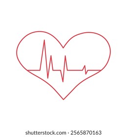 Cardiogram in heart shape line icon. Vector
