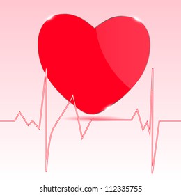 Cardiogram with heart. Vector illustration.