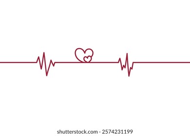 Cardiogram heartbeat cardiac cycle medical. Cardiogram heartbeat pulsation in the shape of two hearts love