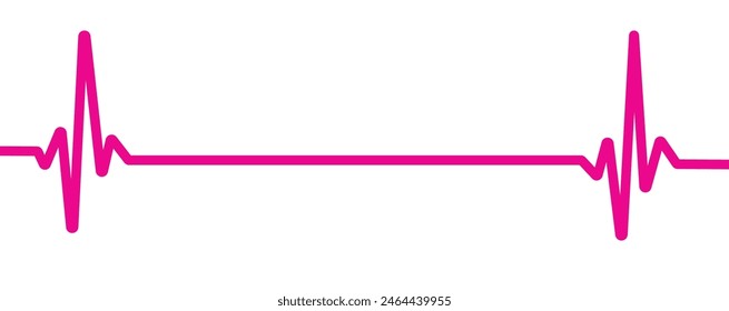 Cardiogram heartbeat heat pulse flat purple line on white background. Vector illustration with editable stroke. eps 10