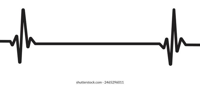 Cardiogram heartbeat heat pulse flat black line on white background. Vector illustration with editable stroke. eps 10