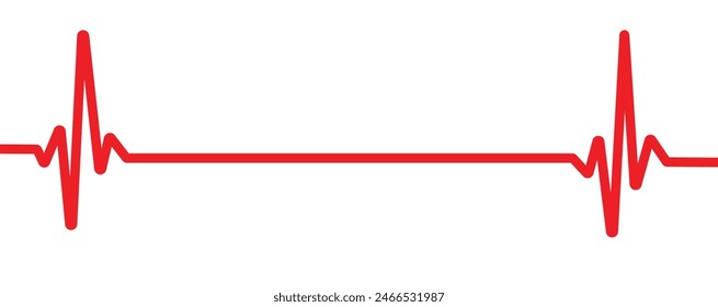 Cardiogram heartbeat heat pulse flat red line on white background. Vector illustration with editable stroke. eps 10