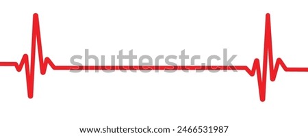 Cardiogram heartbeat heat pulse flat red line on white background. Vector illustration with editable stroke. eps 10