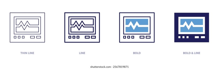 Cardiogram icon in 4 different styles. Thin Line, Line, Bold, and Bold Line. Duotone style. Editable stroke.