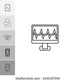 Cardiogram icon. collection of 6 cardiogram outline icons such as heartbeat on phone, heartbeat, heartbeat clipboard. editable cardiogram icons for web and mobile.