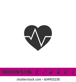 Cardiogram icon flat. Black pictogram on white background. Vector illustration symbol and bonus button