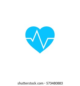 Cardiogram icon flat. Blue pictogram on white background. Vector illustration symbol