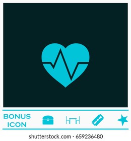 Cardiogram icon flat. Blue pictogram on dark background. Vector illustration symbol and bonus icons