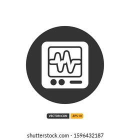 cardiogram icon in glyph style. Vector logo design template. Modern design icon, symbol, logo and illustration. Vector graphics illustration and editable stroke. Isolated on white background.