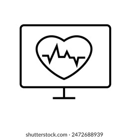 Cardiogram Icon, Ideal for Heart Health and Medical Designs