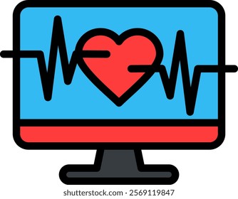 Cardiogram Icon Lineal Color Vector Illustration