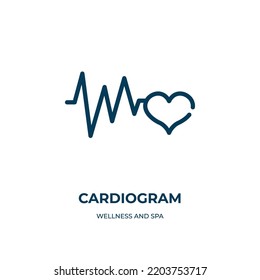 Cardiogram icon. Linear vector illustration from wellness and spa collection. Outline cardiogram icon vector. Thin line symbol for use on web and mobile apps, logo, print media.