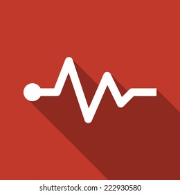 cardiogram icon with long shadow 