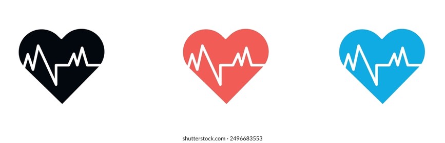 cardiogram icon outline collection or set in black and white