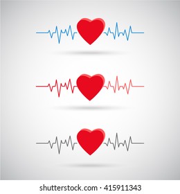 Cardiogram icon set. Heartbeat vector icon. Cardiology healthcare.