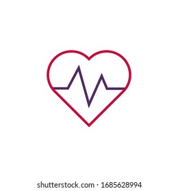 cardiogram icon vector illustration. heart icon two color