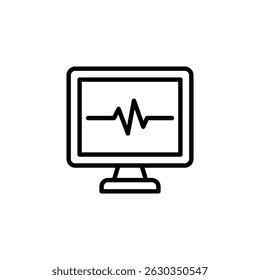 Vector del icono del cardiograma. en diseño de estilo de línea sobre fondo blanco. Ilustración vectorial