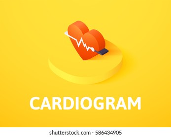 Cardiogram icon, vector symbol in flat isometric style isolated on color background