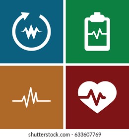 Cardiogram icons set. set of 4 cardiogram filled icons such as heartbeat