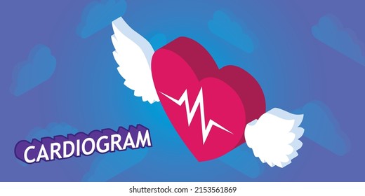 Icono de diseño isométrico del cardiograma. Ilustración web de vectores. 3.ª colorida concepción