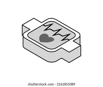 Icono de diseño isométrico del cardiograma. Ilustración web de vectores. 3.ª colorida concepción