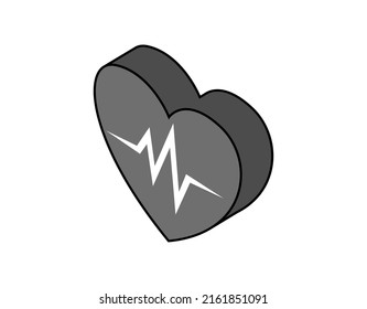 Cardiogram isometric design icon. Vector web illustration. 3d colorful concept