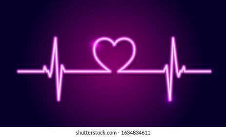 Cardiogram line forming heart shape, Design element for Happy Valentine's Day. Ready for your design, greeting card, banner. Vector illustration.