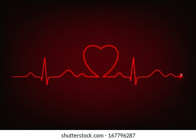 Cardiogram line forming heart shape