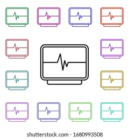 Icono de estilo multicolor de la línea de cardiograma. Línea delgada simple, contorno vector de iconos de hospital para ui y ux, sitio web o aplicación móvil