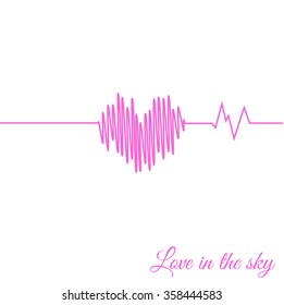 cardiogram of love. cardiogram of life - Happy Valentines Day celebration greeting card design with beautiful heart shape on White background. Love in the sky text message