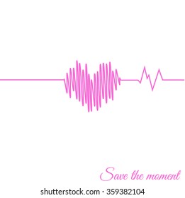 cardiogram of love. cardiogram of life - Happy Valentines Day celebration greeting card design with beautiful heart shape on White background. Save the moment text message