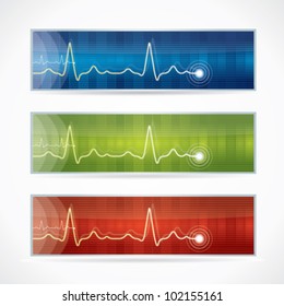 Cardiogram or medical banner set