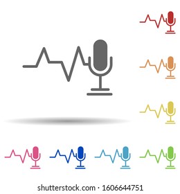 Cardiogram, microphone, speech recognition in multi color style icon. Simple glyph, flat vector of business icons for ui and ux, website or mobile application