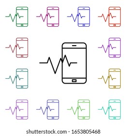 Cardiograma, icono móvil de varios colores. Línea delgada simple, contorno vector de iconos médicos para ui y ux, sitio web o aplicación móvil