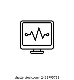 Cardiogram monitor line icon isolated on white background