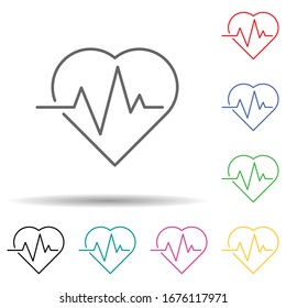 Cardiogram multi color set icon. Simple thin line, outline vector of medical icons for ui and ux, website or mobile application