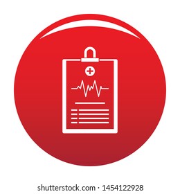 Cardiogram on tablet icon. Simple illustration of cardiogram on tablet vector icon for any design red