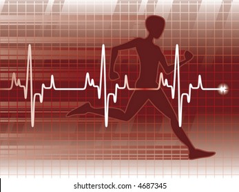 Cardiogram And A Physical Fitness Exam, Vector