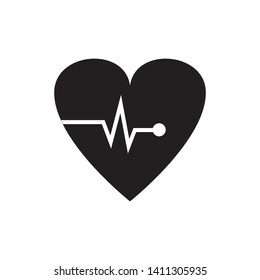 cardiogram pulse heart icon logo design template