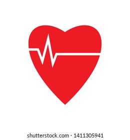cardiogram pulse heart icon logo design template