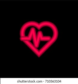 Cardiogram red glowing neon ui ux icon. Glowing sign logo vector