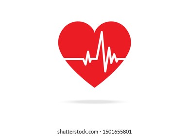 Cardiogram Red Heart Beat Line. Blood Chart Display Emergency Vector on White Background. Health Care and Medical Concept Design Illustration.