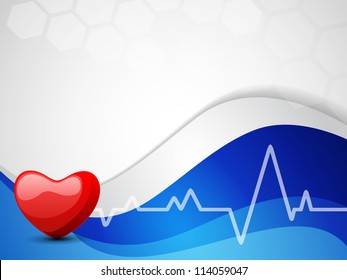 Cardiogram with red heart shape on grey background. EPS 10.