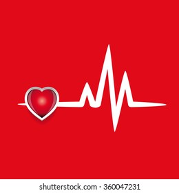 Cardiogram and red heart vector